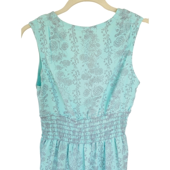 AVENTURA Sz S Aqua Blue Grey Sleeveless Babydoll Mini Dress Y2k Feminine Pockets - Picture 7 of 11